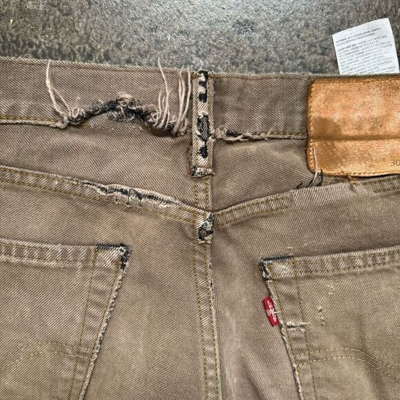 Levi’s Men’s Thrashed Jeans Brown/Gold Color Size 30x28.5 Grunge Style Ripped - Picture 6 of 16